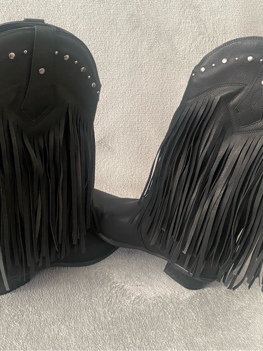 SheSole Women’s Fringe Western Boots Wide Calf Black Studded Cowboy Boots Sz 42 - Picture 3 of 9